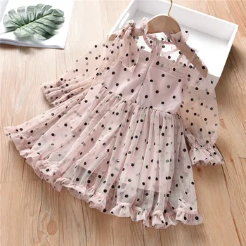 

Dulce Amor Summer Girl Clothes Baby Kids Dresses For Girls Summer Newest Girl Long Sleeve Polka Dots Lace Dress Princess Dress