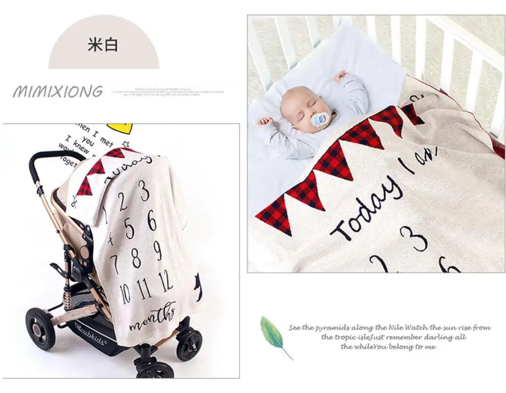 Newborn baby wrap knit Monthly Growth Milestone Blanket bedding Kids quilt photography props Background Commemorate Rug blanket