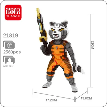 Rocket Raccoon BS Марвел, Мстители, паук человек, Тор, Капитан Америка Venom танос герой Железный человек 3D модель алмаз Мини Строительные небольшие блоки игрушка - Цвет: Rocket Raccoon