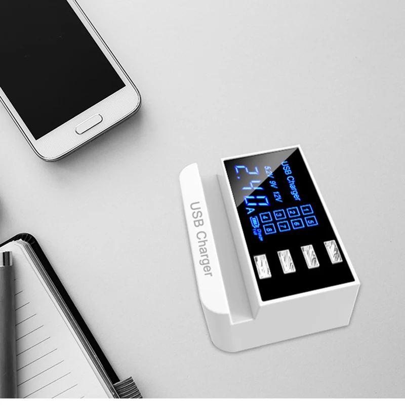 4 порта Смарт USB зарядное устройство для Xiaomi Mi 9 48 Вт Быстрая зарядка 3,0 светодиодный дисплей Смарт быстрое зарядное устройство для samsung телефон зарядное устройство адаптер