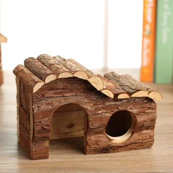 

Wave-style Hamster Cabin Rodent House with Curved Roof Nature Luxury Log Villa Household Small Pets Nest Safe Healthy
