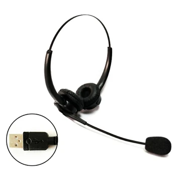 

USB Noise Reduction Headset with Microphone Gooseneck Mic Call Center Headphones 62KA