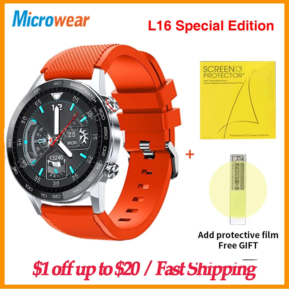 [ES]  Microwear L16 ȶ ð  IP68  ECG ɹڼ  360*360 IPS VS DT95 Smartwatch 