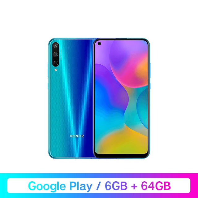 Google Play Honor Play 3, 6 ГБ, 64 ГБ, восьмиядерный смартфон Kirin 710 F, 48MP AI, три камеры, 6,39 дюйма, Android P, мобильный телефон - Цвет: 6GB 64GB Blue
