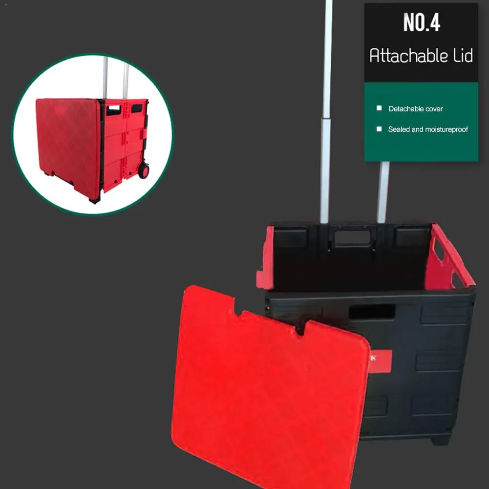Бельевая корзина продуктовая тележка с крышкой для покупок или рыбалки хороший помощник черный красный Быстрая