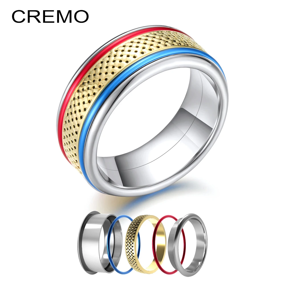 Cremo Сменное вращающееся кольцо золотое модное готическое из нержавеющей стали