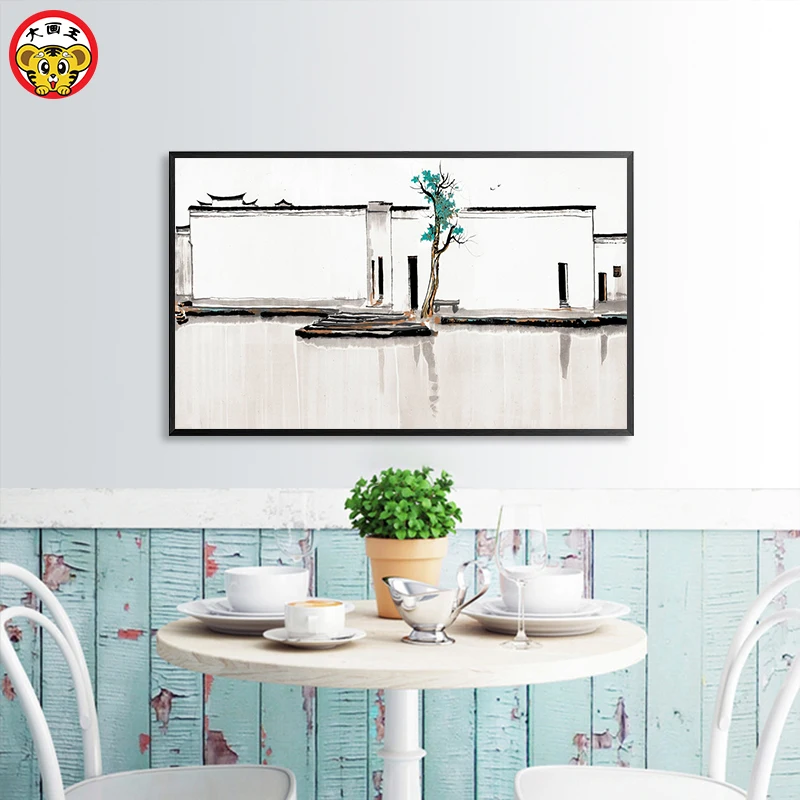paint by number art painting by numbers Chinese painting Wu Guanzhong's works, water town home corridor decoration painting - Цвет: 80331
