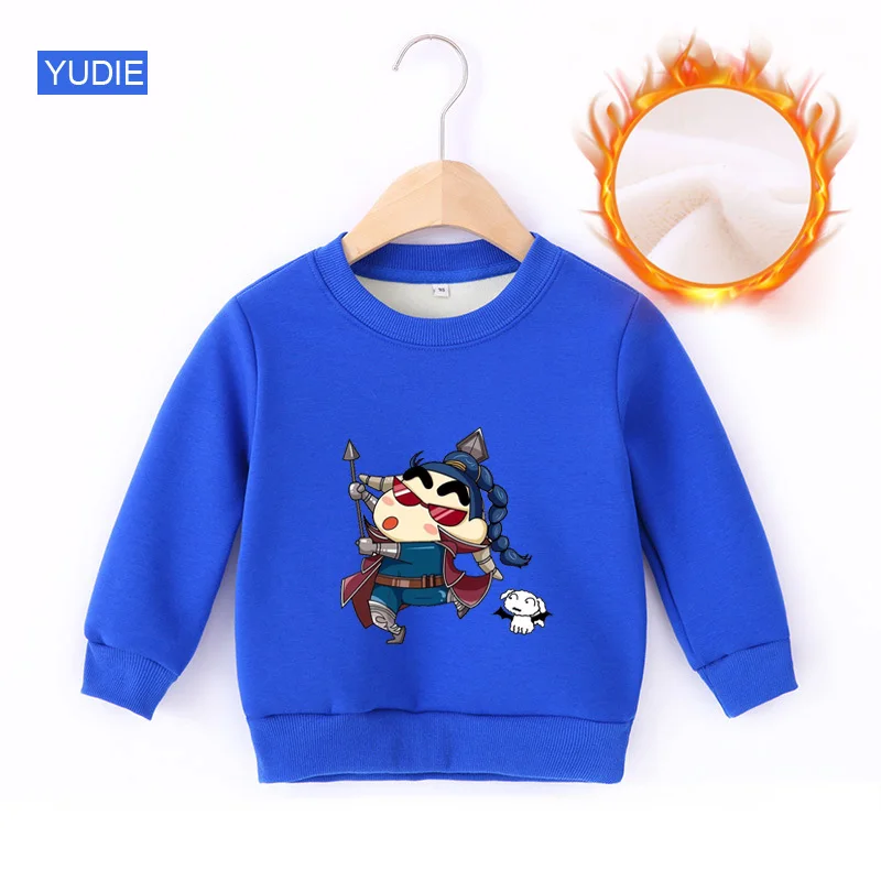 Детские толстовки с капюшоном Crayon Shinchan; зимняя теплая хлопковая детская одежда для маленьких мальчиков и девочек; крутой пуловер для маленьких мальчиков - Цвет: kids Sweatshirts