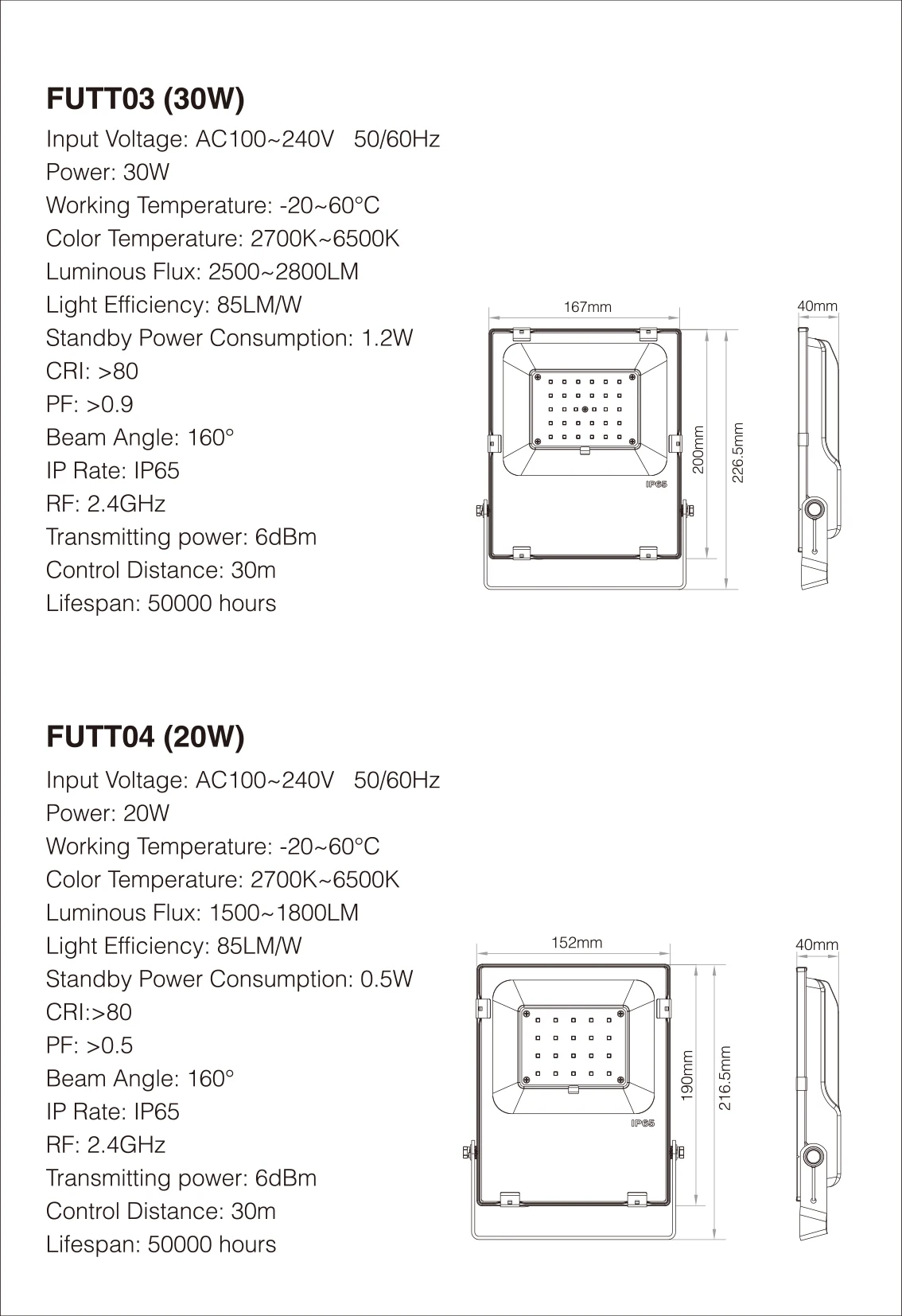 AC110V-220V 10W 20W 30W 50W 100W RGB+CCT LED Floodlight Lamp Outdoor Light Waterproof FUTT02 FUTT03 FUTT04 FUTT05 FUTT06 FUTT07 solar powered security lights