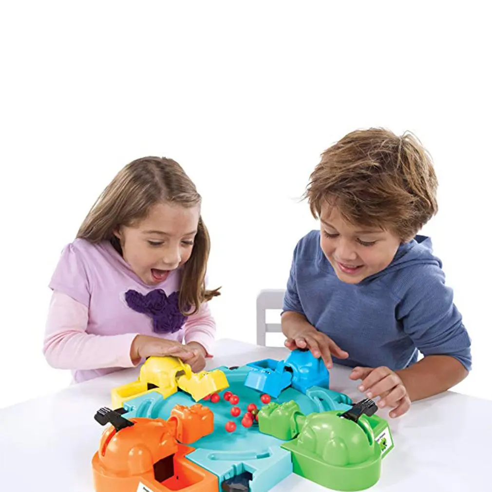 MARSPOWER Hungry Hippo Swallowing Marbles Interactive Educational Toys Early Education Double Competitive Game Kids Marble Game 