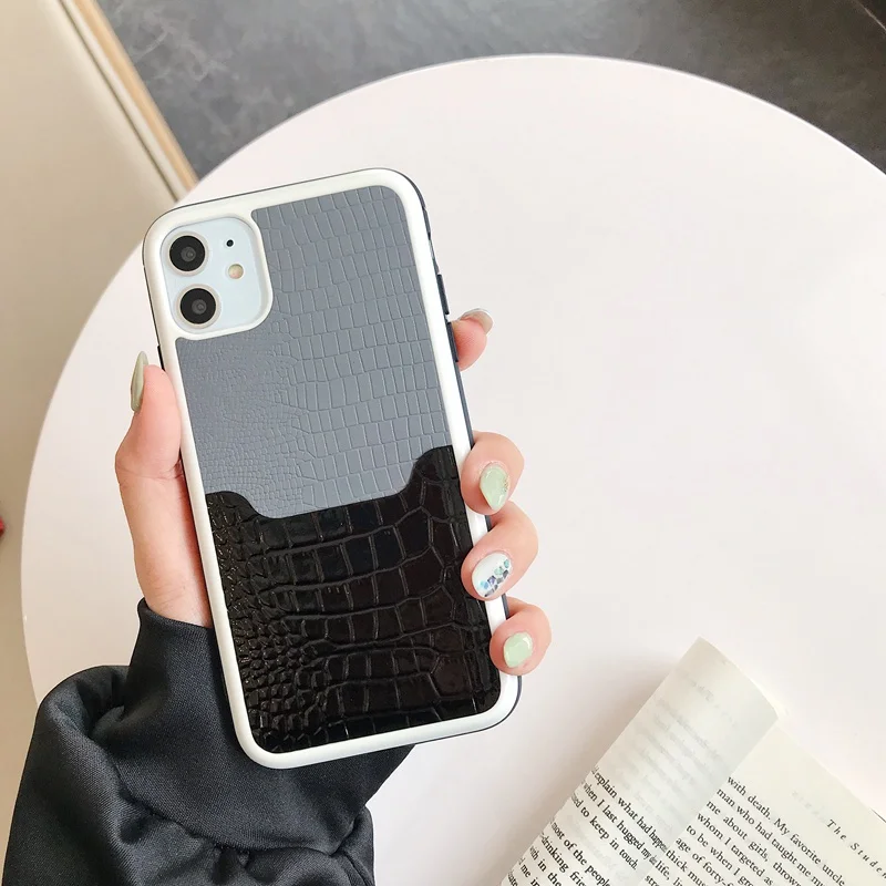 

Crocodile pattern luxury mobile case For iphone X XS Max XR case 11 PRO Max cases 8 7 6 S Plus Anti-fall dual color phone cover
