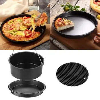 

6pcs/set 7 Inch Pizza Pan Air Fryer Accessories Baking Grill Rack Cake Barrel Steamer Pot Holder Tool Parts