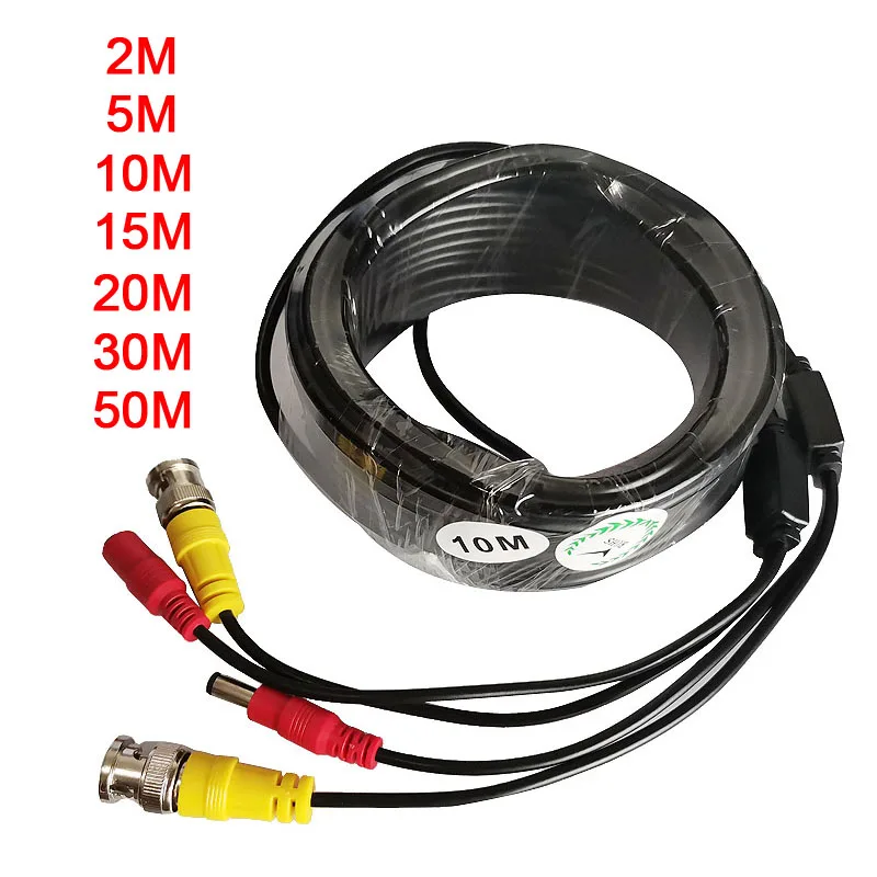 Venta caliente Cables de cámara AHD, 2m/5m/10m/15m/20m/30m, BNC, adaptador de corriente, extensión de cable de cámara de seguridad para sistema DVR analógico GR6Je13RE1d