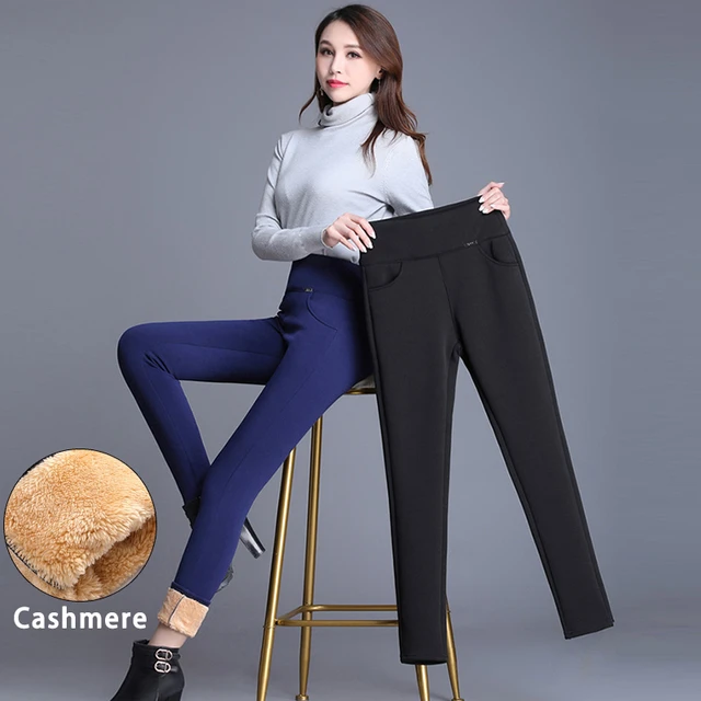 Winter lamb cashmere pants women high waist abdomen thick warm pants female  autumn joggers women solid leggings plus size 6XL - AliExpress