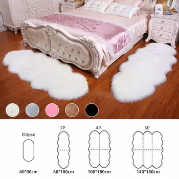 

Fur Artificial Sheepskin Hairy Carpet Rugs Skin Fur Plain Fluffy Area Rugs Washable Bedroom Faux Mat for Living Room Bedroom