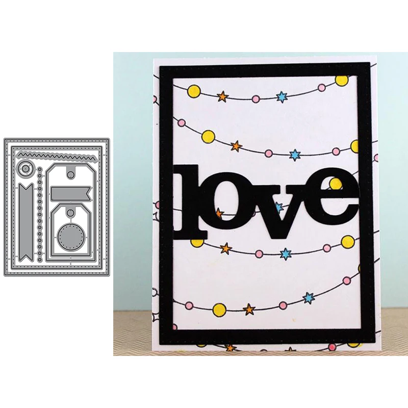 

Rectangular Frame Beautiful Lines Label Decorations Popular Suits Metal Cutting Dies For DIY Scrapbooking Album Cards New Craft