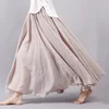 Women's Elegant High Waist Linen Maxi Skirt 2022 Summer Ladies Casual Elastic Waist 2 Layers Skirts saia feminina ► Photo 3/6