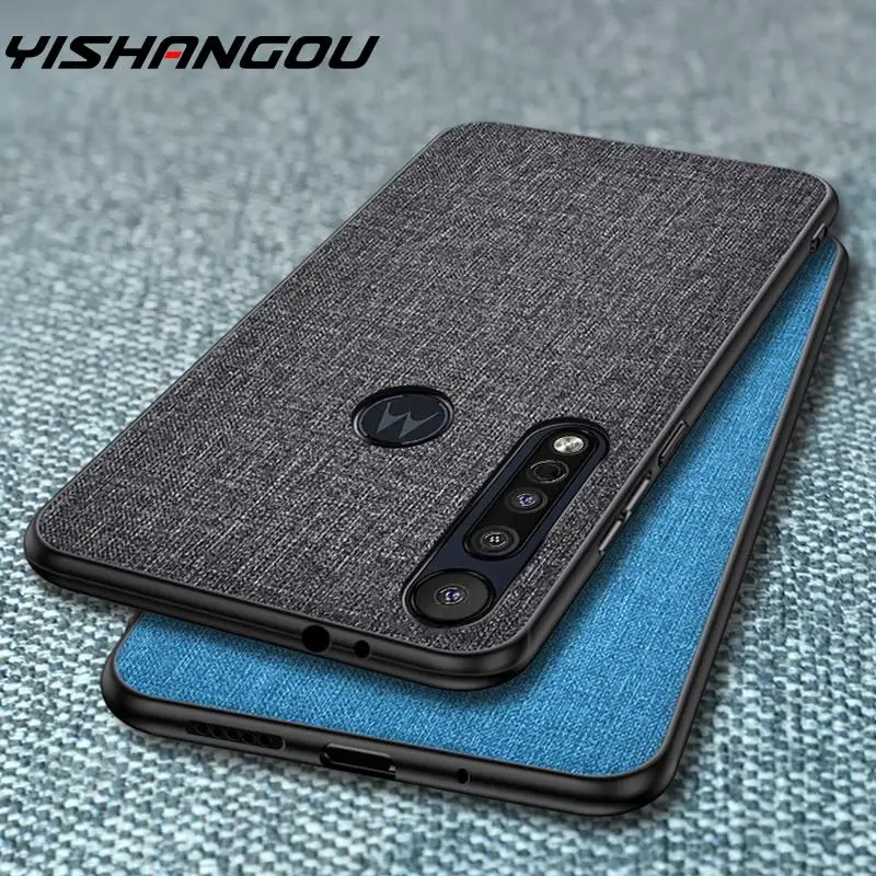 Тканевый бампер гибридный жесткий чехол накладка для Motorola Moto G6 Play G7 Power G8 Plus E6 One