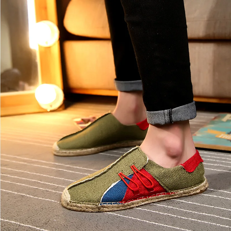 Hemp Canvas Shoes Men Slip on Loafers Fisherman Shoes 2021