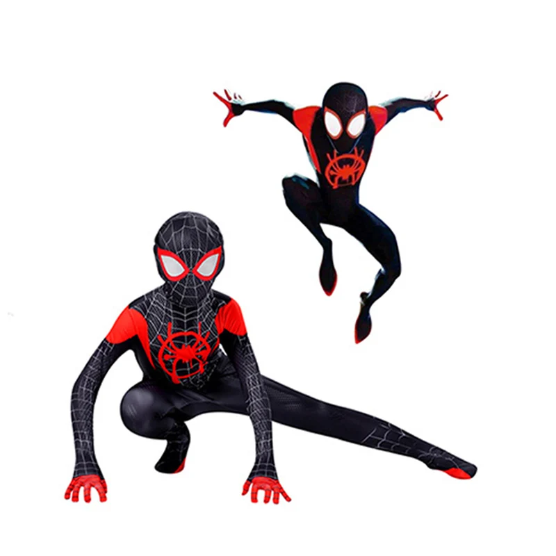 miles morales spider Черный, красный костюм дедпула Человека-паука для взрослых детей Человек-паук Far FromHome Хэллоуин косплей супергероя-паука Боди Комбинезоны - Цвет: miles morales spider