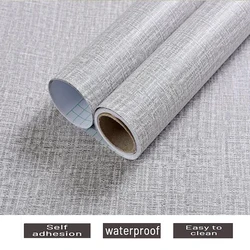 Home Decor Intage GreyLinen Textured Self Adhesive Wallpaper for Living Room Bedroom Wall Decals Vinyl Waterproof Contact Paper