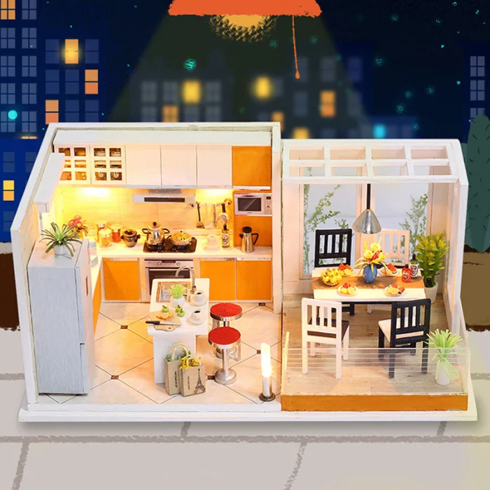 Кукольный домик Миниатюрный с мебели DIY Мини Дом сборная игрушка на день рождения Рождество Горячая Распродажа