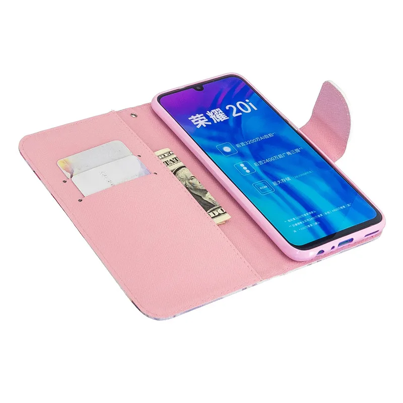 Модный раскрашенный кожаный чехол книжка для Huawei P Smart Z 2019 Honor 10 Lite 10i 9X 8A 8S 7A 7S
