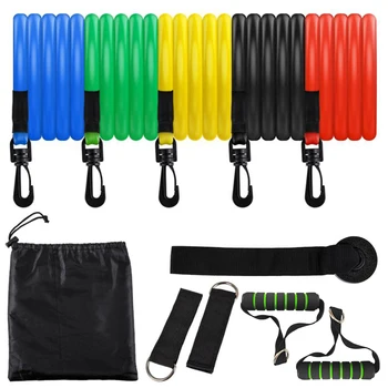 

11PCS Resistance Bands Set Workout Bands Door Anchor Foam Handle With Carrying Case Yoga Fitness Exercise Bands Set for Home Gym