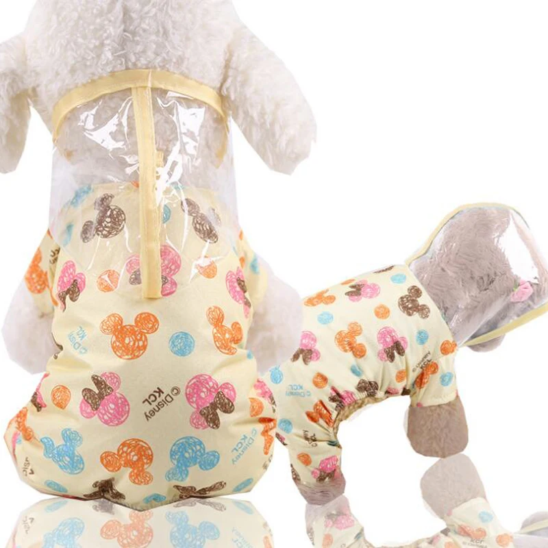 Дождевик для маленьких собак водонепроницаемый комбинезон для домашних питомцев Одежда для улицы мультяшная Собака Кошка с капюшоном плащ Чихуахуа Тедди XXL