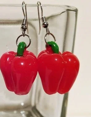 Capsicum Earrings Pepper Charm, Food Jewelry Bell Pepper Earrings, Pepper Jewelry Miniature Food Earrings Mini Food Jewellery