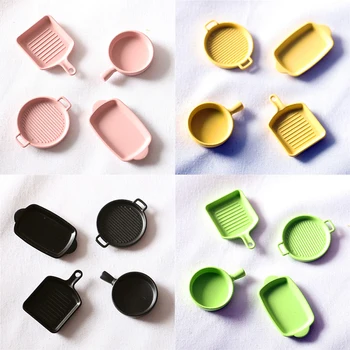 4 Pcs/Set Doll House Baking Pan Japanese Steak Pan Miniature Kitchen Model Doll House Accessories 1