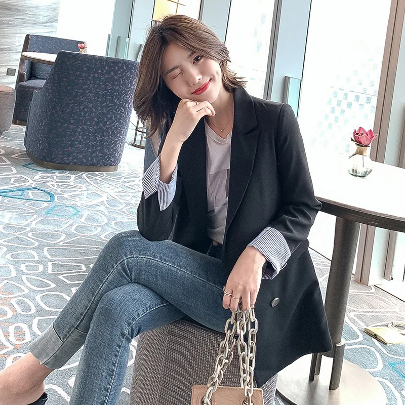

2019 Autumn New Style Korean-style Online Celebrity French Hepburn Graceful Suit Loose-Fit Versatile Mid-length Small Suit Women