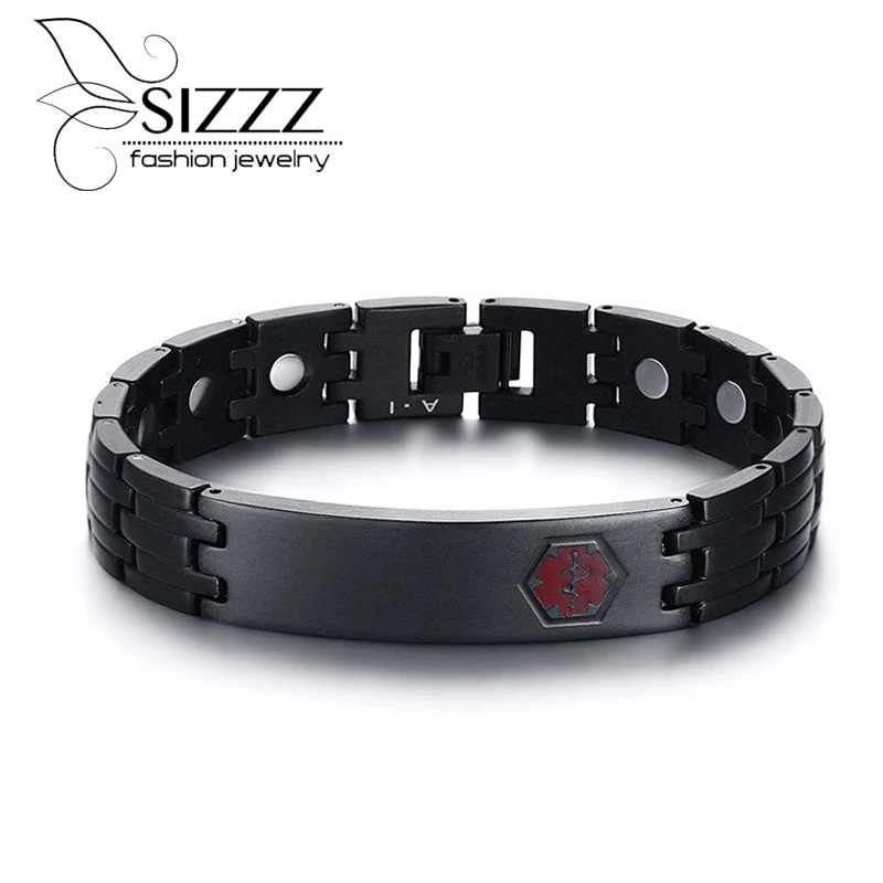 Браслеты с голограммой черным покрытием для мужчин 21 см в длину/12 мм ширину/52 г