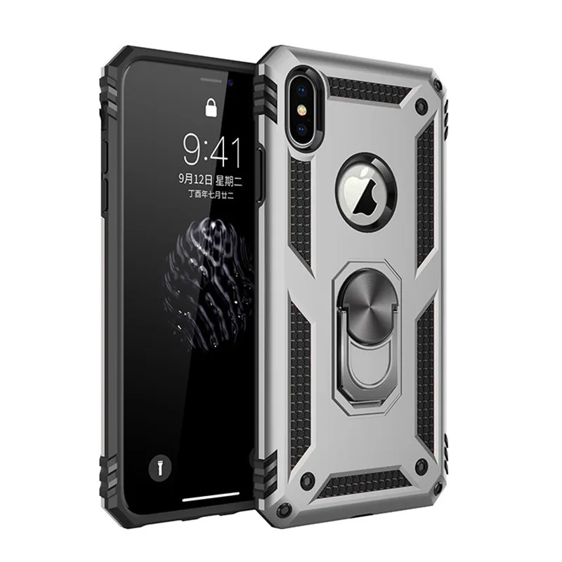 

Shockproof magnetic finger Ring holder stand case For Apple iphone XS MAX case X XR 7 8 plus 6 6s plus cover coque