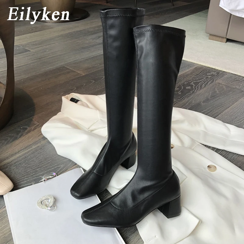 Eilyken зимние эластичные сапоги выше колена женские сексуальные тонкие на низком