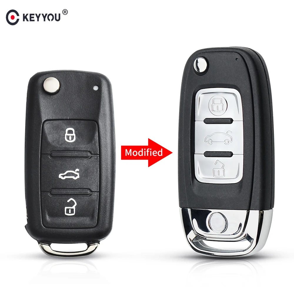 

KEYYOU Modified Flip Folding 3 Buttons Remote Key Shell For VW VOLKSWAGEN Jetta MK6 tiguan Passat Bora polo Beetle Car Key Case