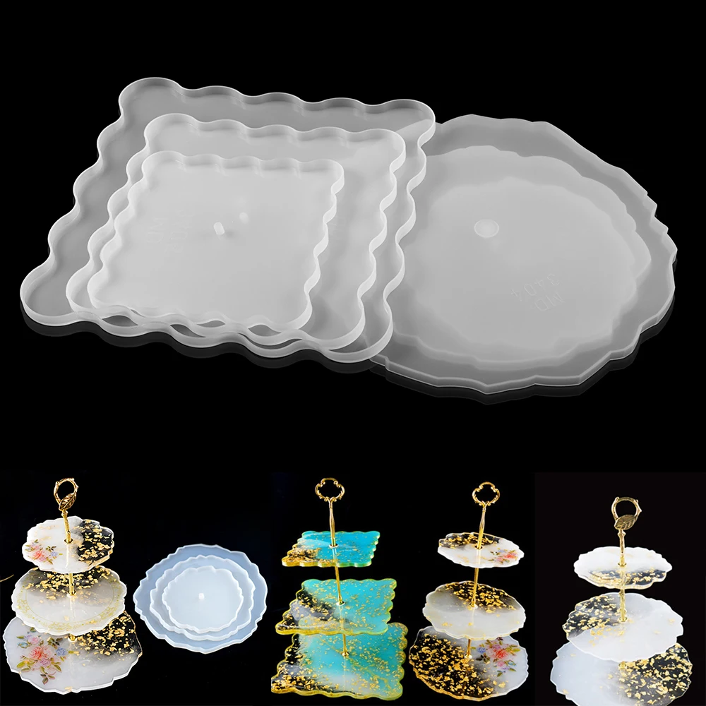 

Three-Layer Fruit Dish Epoxy Resin Mold Tea Tray Silicone Molds Storage Tray Mould For DIY UV Resin Coaster Accessories