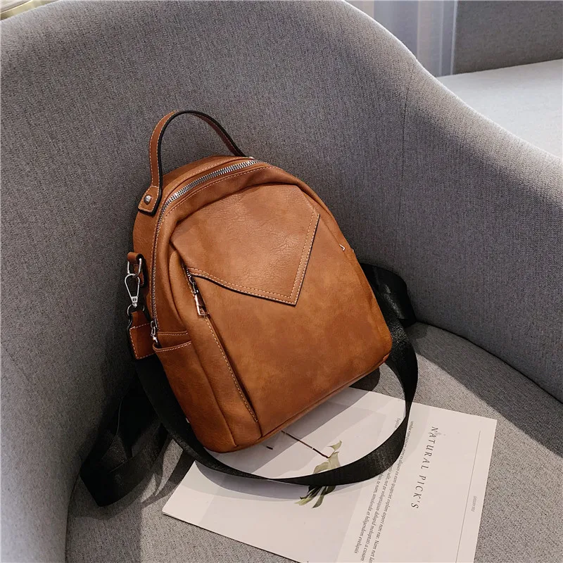 Puimentiua женские кожаные рюкзаки модная сумка на плечо женский рюкзак для путешествий Mochilas школьные рюкзаки для девочек - Цвет: brown