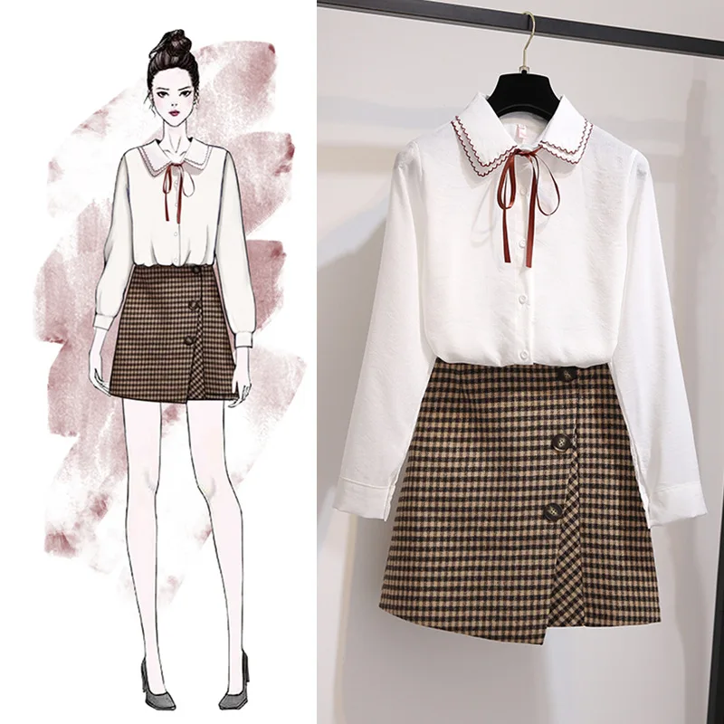 

Fashion WOMEN'S Two-piece Suit-2019 New Style Slimming Western Style Fashionable Shirt by Age Slimming Dress