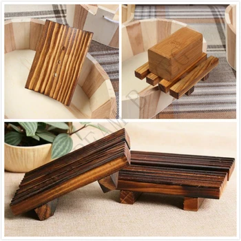 

Natural Wooden Soap Dishes Vintage style soap rack Portable Black Soap plate For Bath Shower Plate Bathroom