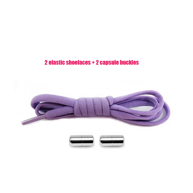 Elastic No Tie Shoelaces Semicircle Shoe Laces For Kids and Adult Sneakers Shoelace Quick Lazy Metal Lock Strings Rope Round 7PURPLE