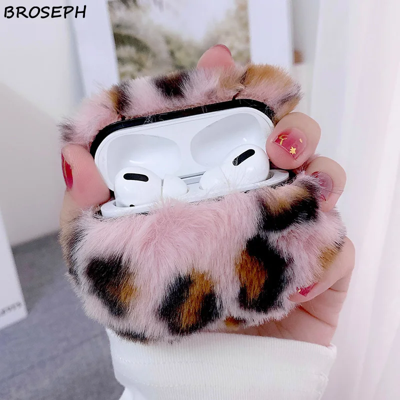 Плюшевый леопардовый чехол для наушников Airpods Pro s Earpods Apple Air pods 3 портативный