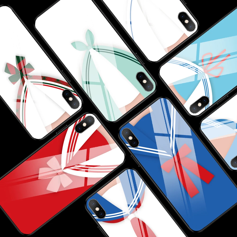 Синий матросский костюм чехол для телефона iPhone XR X XS Max из закаленного стекла 6 6S 7 8