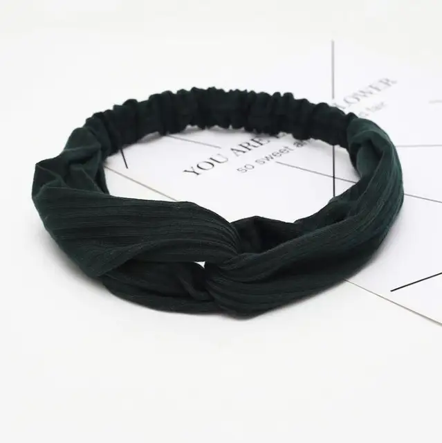 2021 Women Solid Headband Turban Elastic Headwear Head Wrap Women Hair Accessories for Women Striped Hair Bands green2