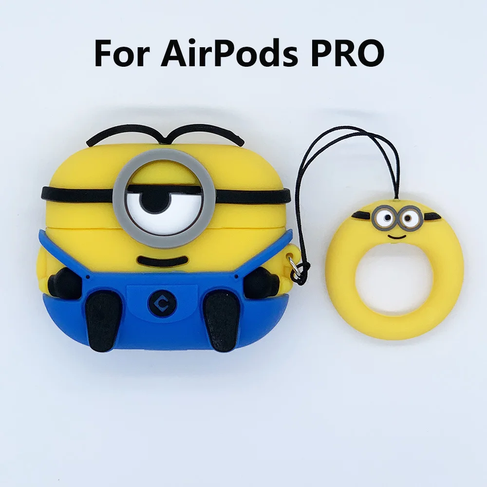 Высококачественный силиконовый чехол с миньонами airpods/Чехол airpods pro с брелком для apple airpods pro защитный чехол - Цвет: stuart  AirPods PRO