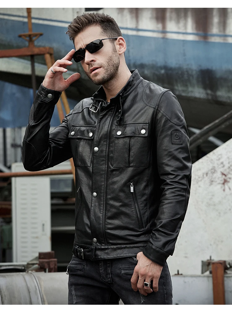 men's winter leather bomber jacket
