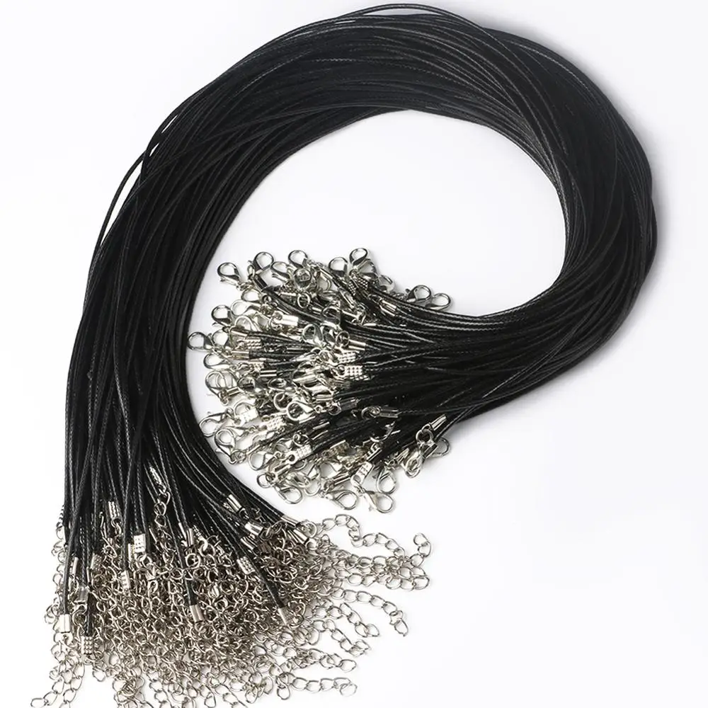 10pcs 45cm Braided Adjustable Black Leather Rope Wax Cord DIY Handmade Necklace Pendant Lobster Clasp String Jewelry Chains | Украшения и