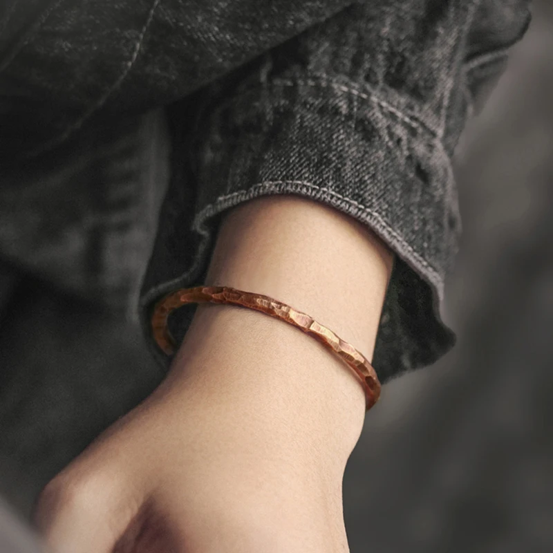 Metal Bracelet Jewelry Hammered Copper Bracelet Rustic Steampunk Retro Punk Handcuff Bangle Viking Handmade Bracelet