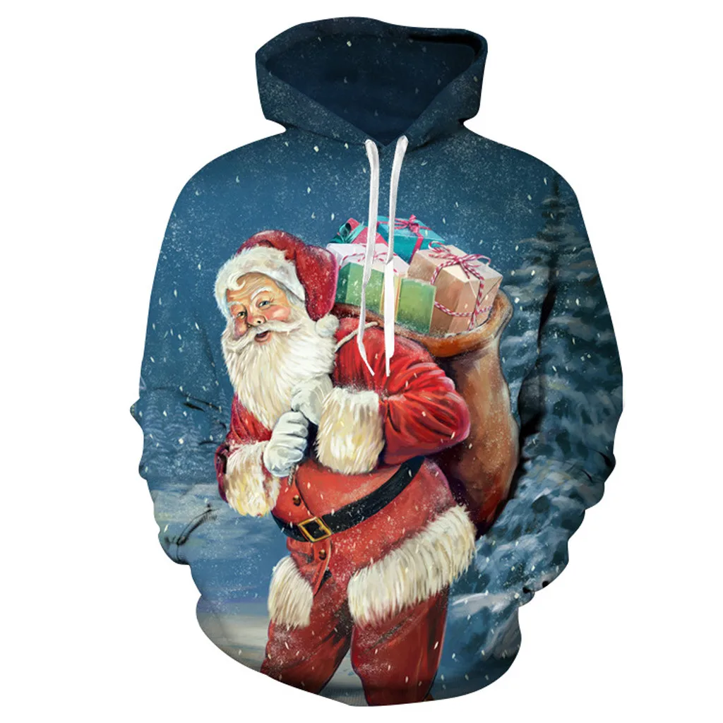 Navy Christmas Kids Hoodies 3D Snowman Print Sweatshirt Children Winter Xmas Hooded Warm Jacket Teen Boys Girls Jacket - Color: Navy
