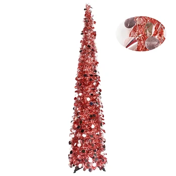 

1.5M Collapsible Artificial Christmas Tree Tinsel Sequins Pop up Tree Stand Celebrations New Year Present Christmas Decoration